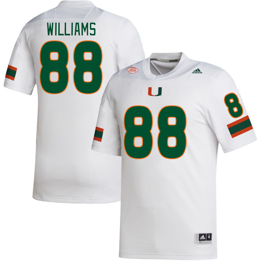Men #88 Riley Williams Miami Hurricanes College Football Jerseys Stitched-White